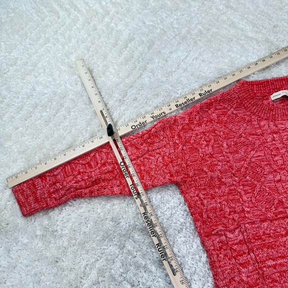 Anthropologie Pilcro Cable Knit Pullover Sweater Women's M Coral Boho Casual - Picture 4 of 10